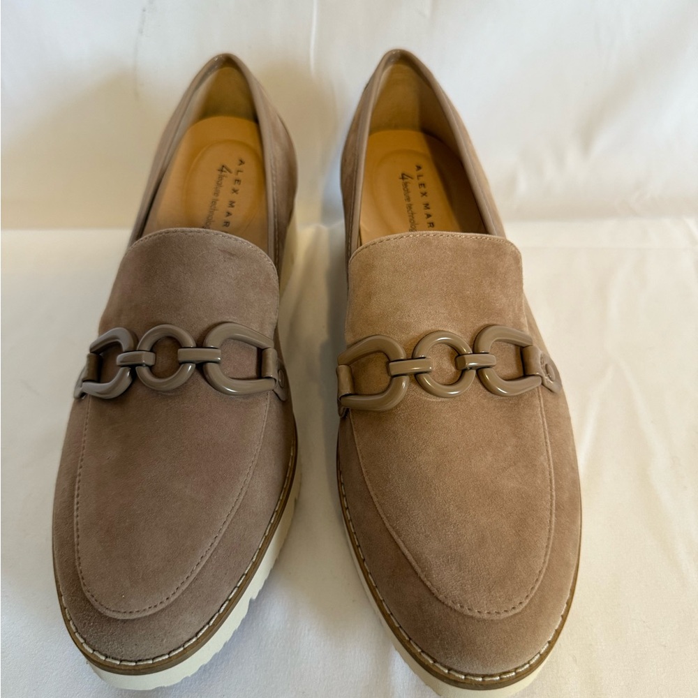 Alex Marie Flynn Taupe Suede Loafers with Cream Sole